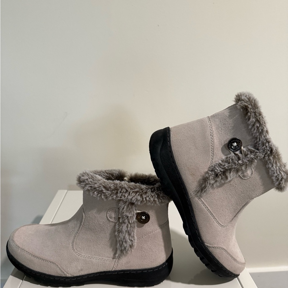 Khombu Faux Fur Trim Ankle Boots Size 10 - Picture 4 of 6